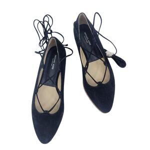 NEW Michael Kors collection cadence lace up flats black pointed toe size 6